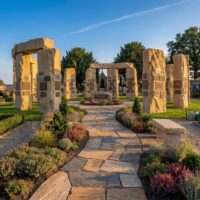 Urnengemeinschaftsanlage mit 12 Findlingsstelen inspiriert durch Stongenge