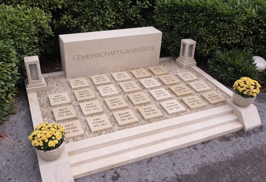 Grabstätte für die Urnengemeinschaft mit Einfassung & Treppe