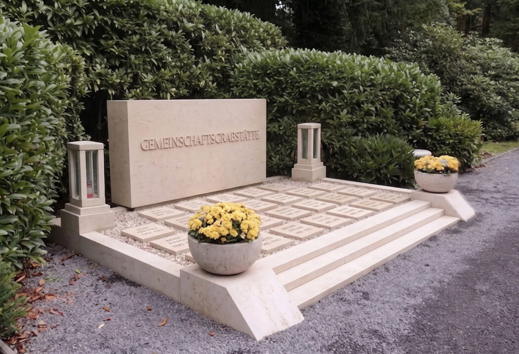 Gemeinschaftsgrab mit Grabstein & Liegeplatten für die Urnenbestattung