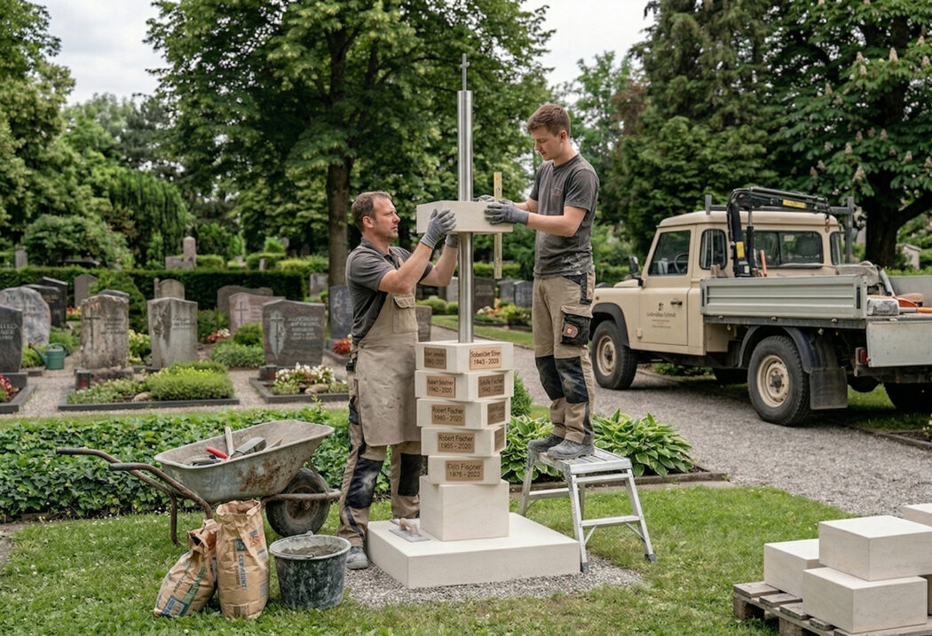 Aufbau mit unseren Team & Steinmetzpartnern bei Ihnen vor Ort
