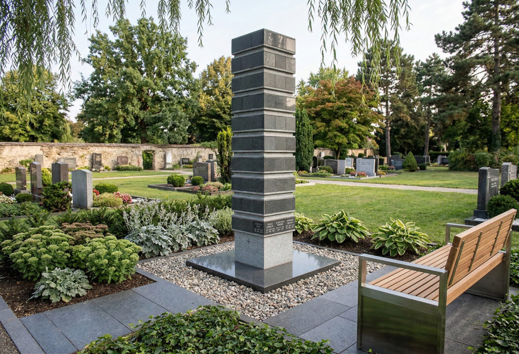 Urnenstele mit Magnetplatten zum Einfachen nachbeschriften